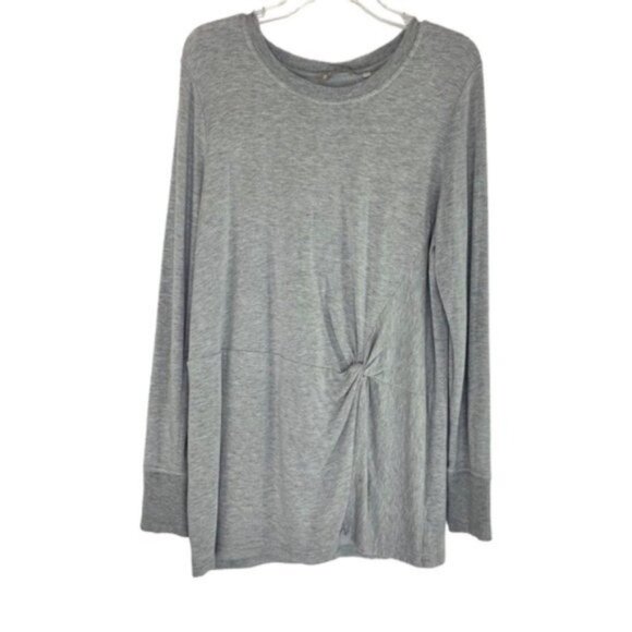 Athleta Gray Long Sleeve Nirvana Twist Tie Top - Picture 2 of 5